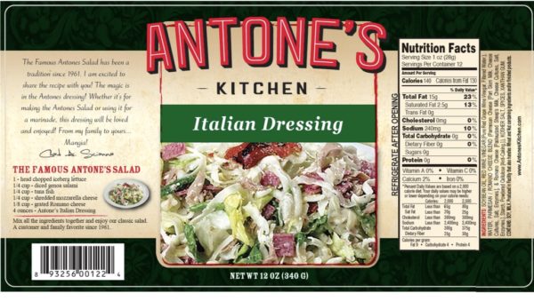 antones italian dressing packaging